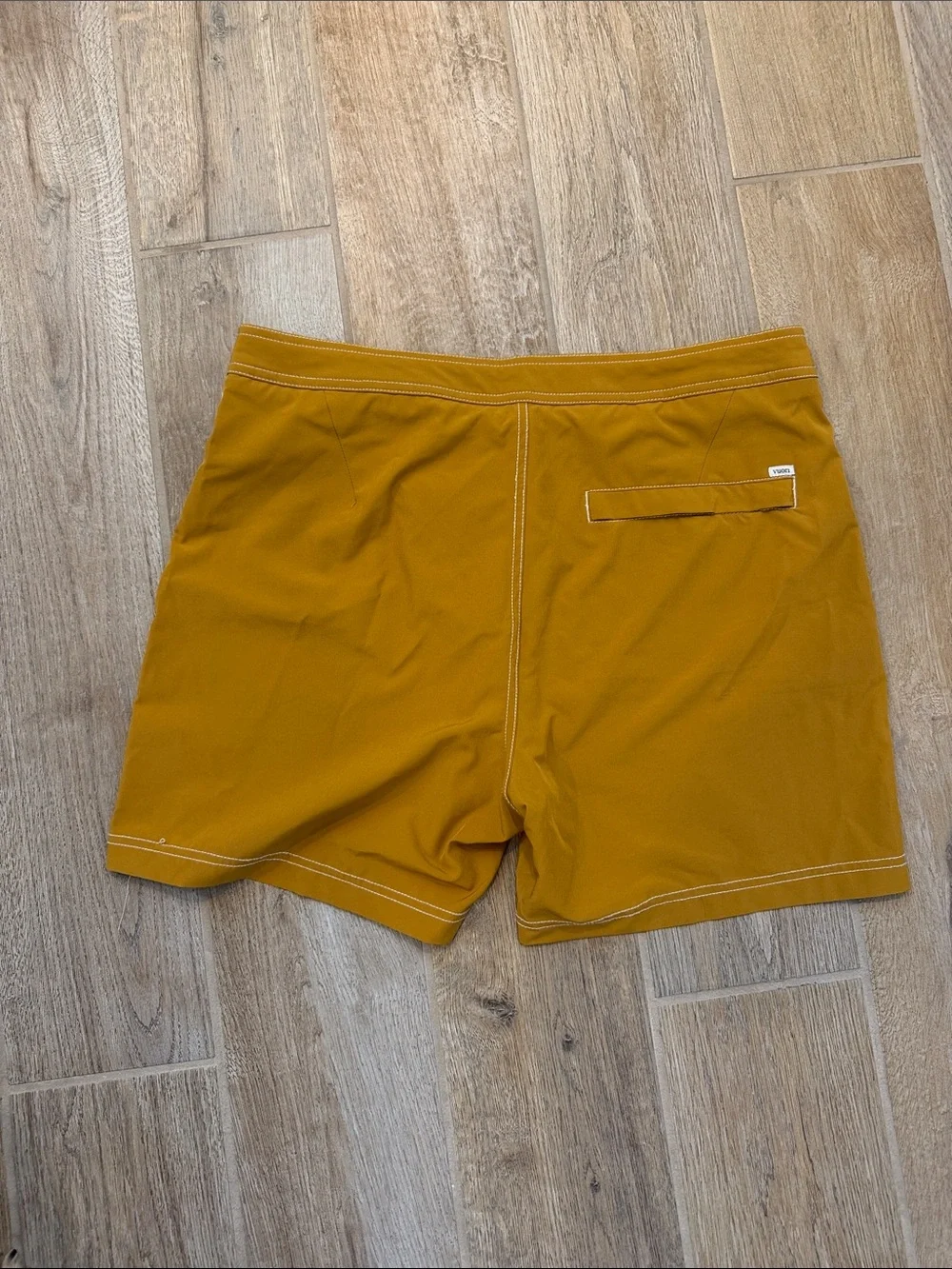 Vuori Men’s Mustard Boardshorts with White Side Stripes